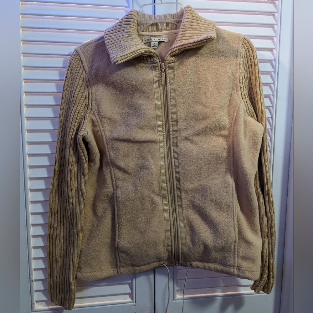Tan Knit and Fleece Sweater